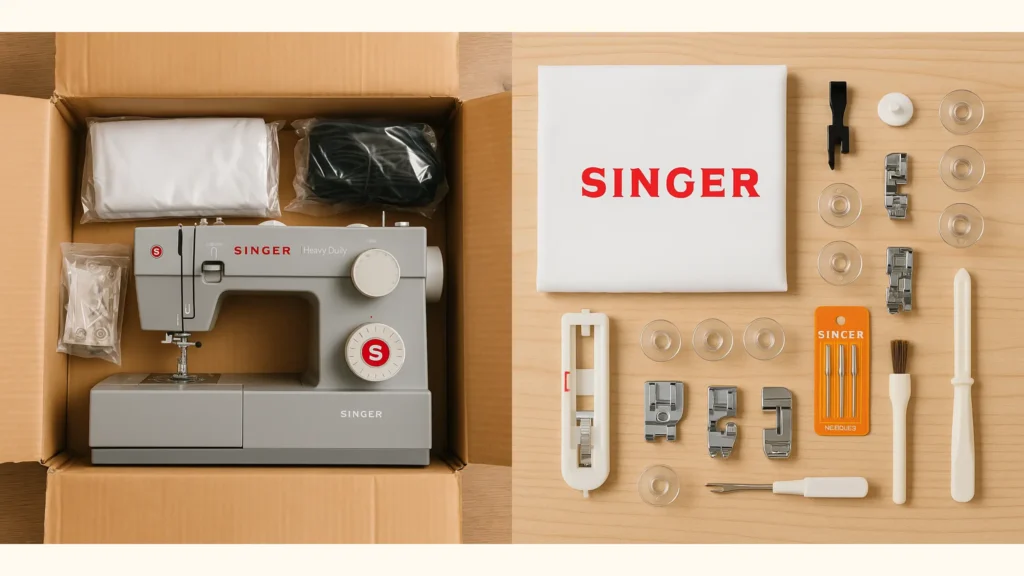Zubehör im Lieferumfang der Singer 4423 Heavy Duty Nähmaschine